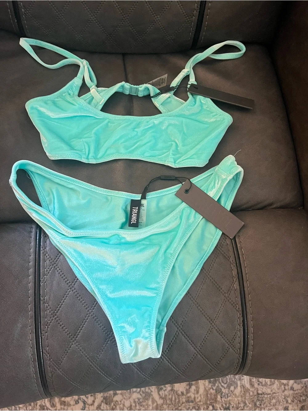 triangl swimwear Aqua Velvet Triangle Bikini Top